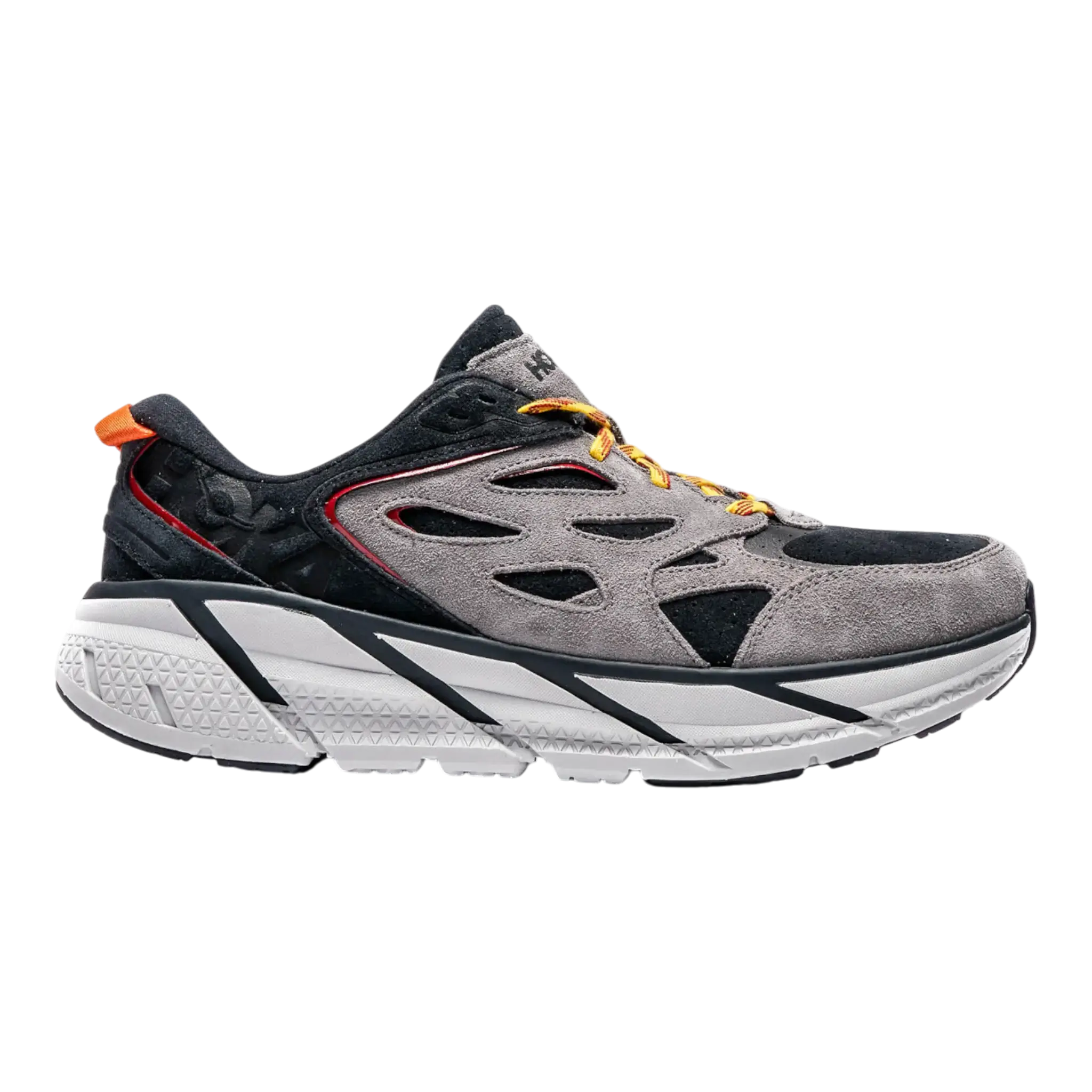 Hoka Clifton L Suede Shoe in Black/Lunar Rock Suede | Men's