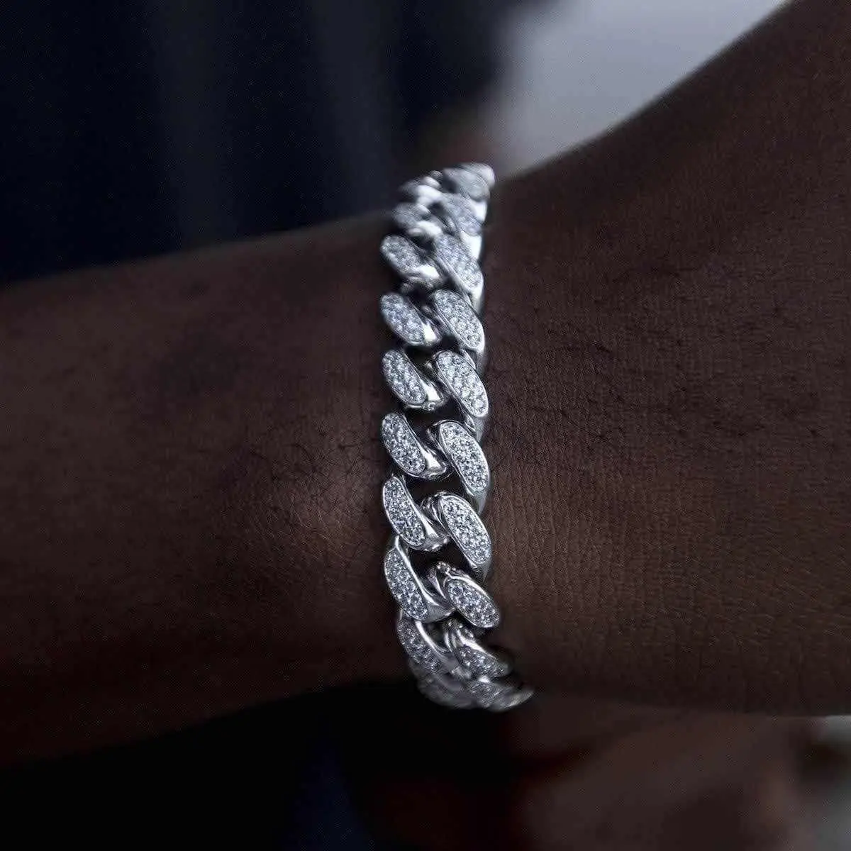 GLD Diamond Cuban Link Bracelet in White Gold - 12mm - Perfect Gift #tiktokshopsummersale GLD Diamond Cuban Link Bracelet in White Gold - 12mm - Perfect Gift #tiktokshopsummersale