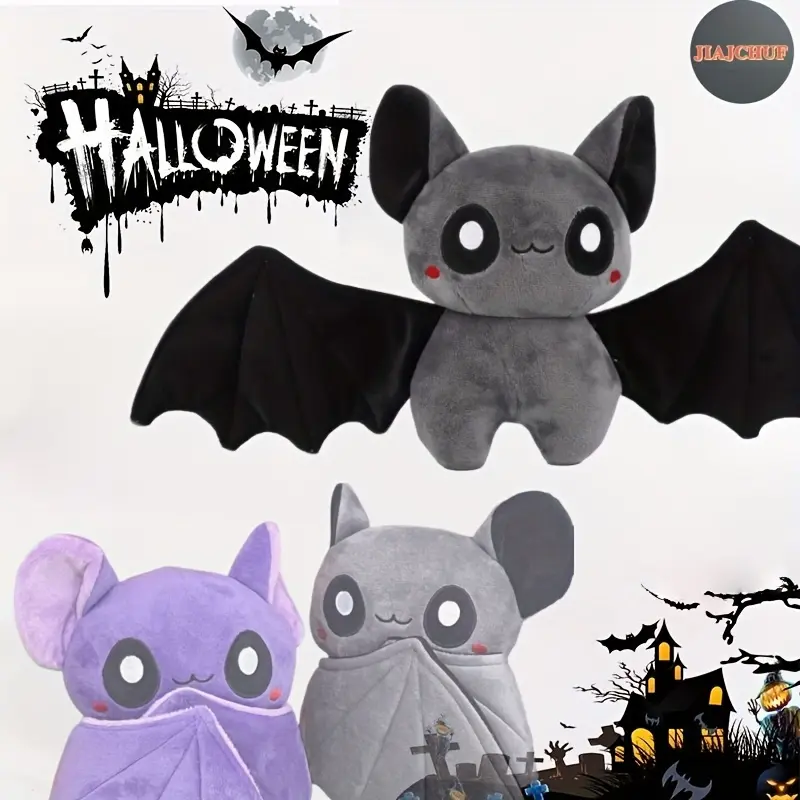 Halloween Bat Cuddly Stuffed Animal, Creepy Cute Decorations Gifts for Kids, Halloween Bats Party Favors, Home Yard Scary Decor, Soft Stuffed Animals