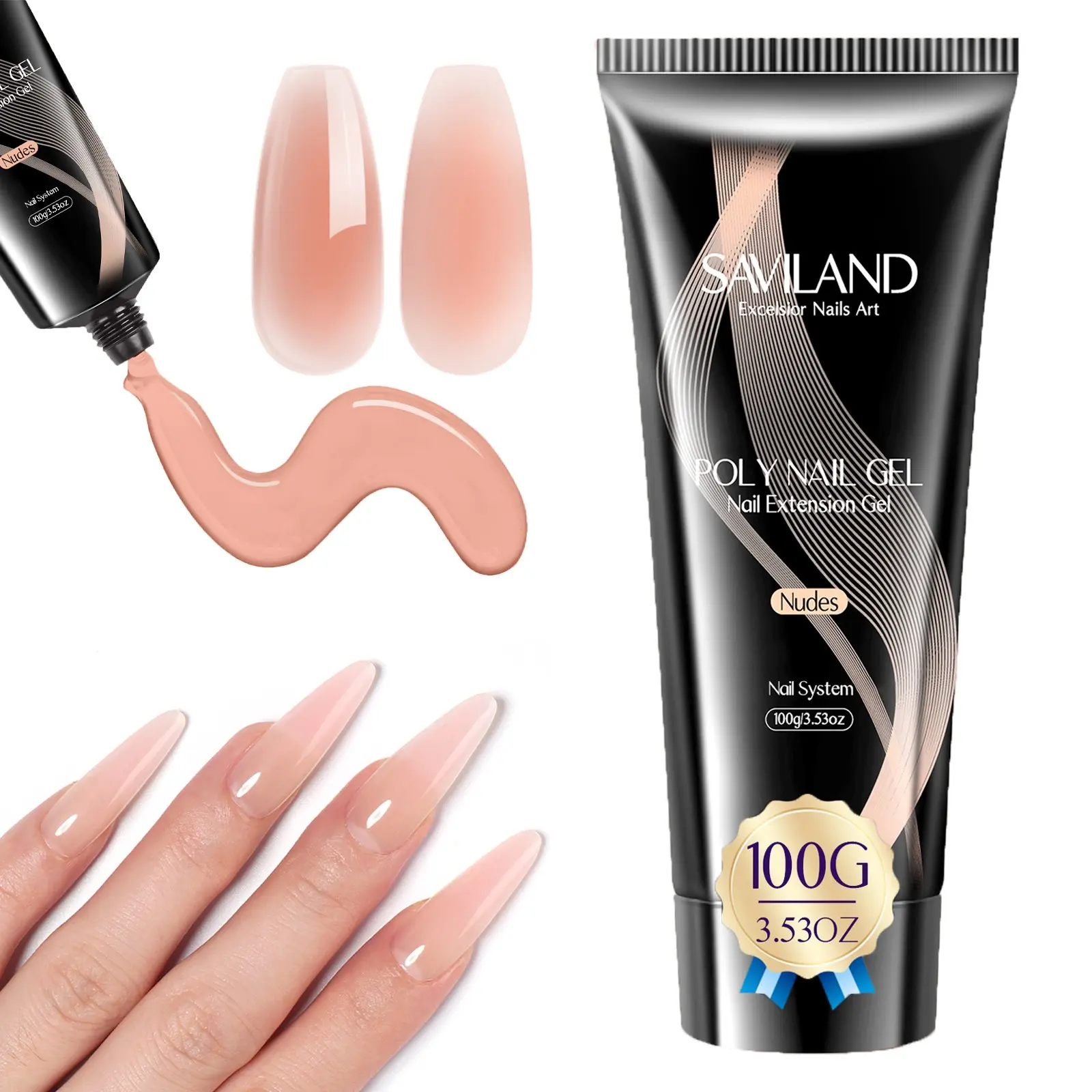 SAVILAND Nude Poly Nail Gel 100g Nail Art Supplies Diy Nails Art Nail Extension Poly Hard Gels Natural Nail Builder Enhancement for Beginner Starter DIY at Home