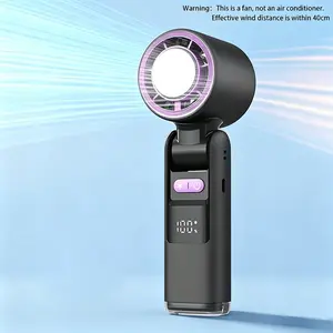 Portable Mini Foldable Chargeable Fan 1Count, 199 Speed Levels Ice Compress Handheld Fan with LED Flashlight for Outdoor