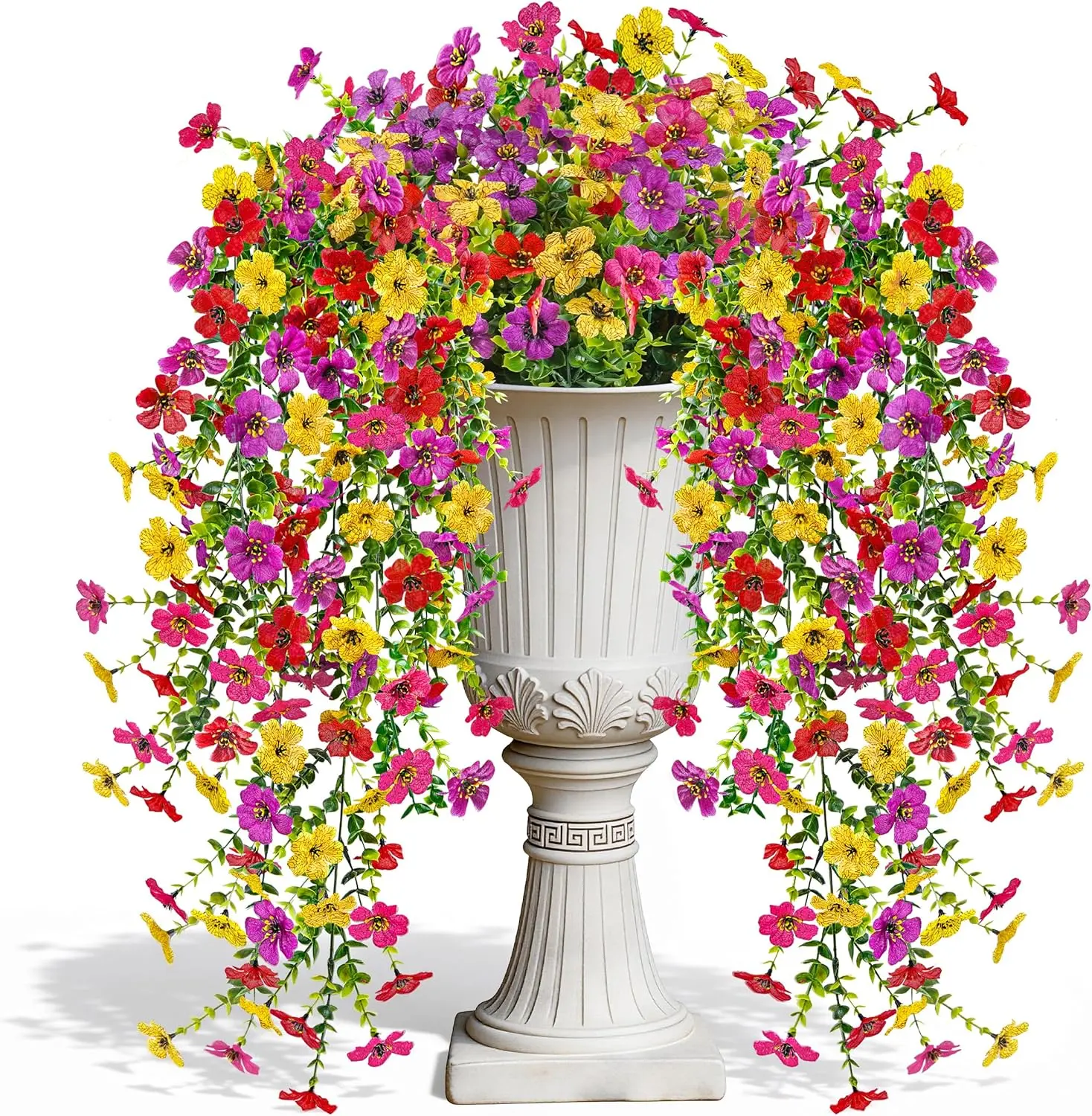 Der Rose UV-Resistant Silk-Like Daisy Artificial Hanging Flowers, 2Pcs Bendable Cascading Vines for Outdoor Planter, Porch, Balcony Decor, Summer Graduation Gifts