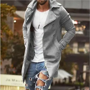2025 Spring Men's Mid to Long Slim fit Large Wind Jacket Men's Casual Fashion Jacket Tops Beige Menswear Coats Plain Wetsuit Stylish Khaki