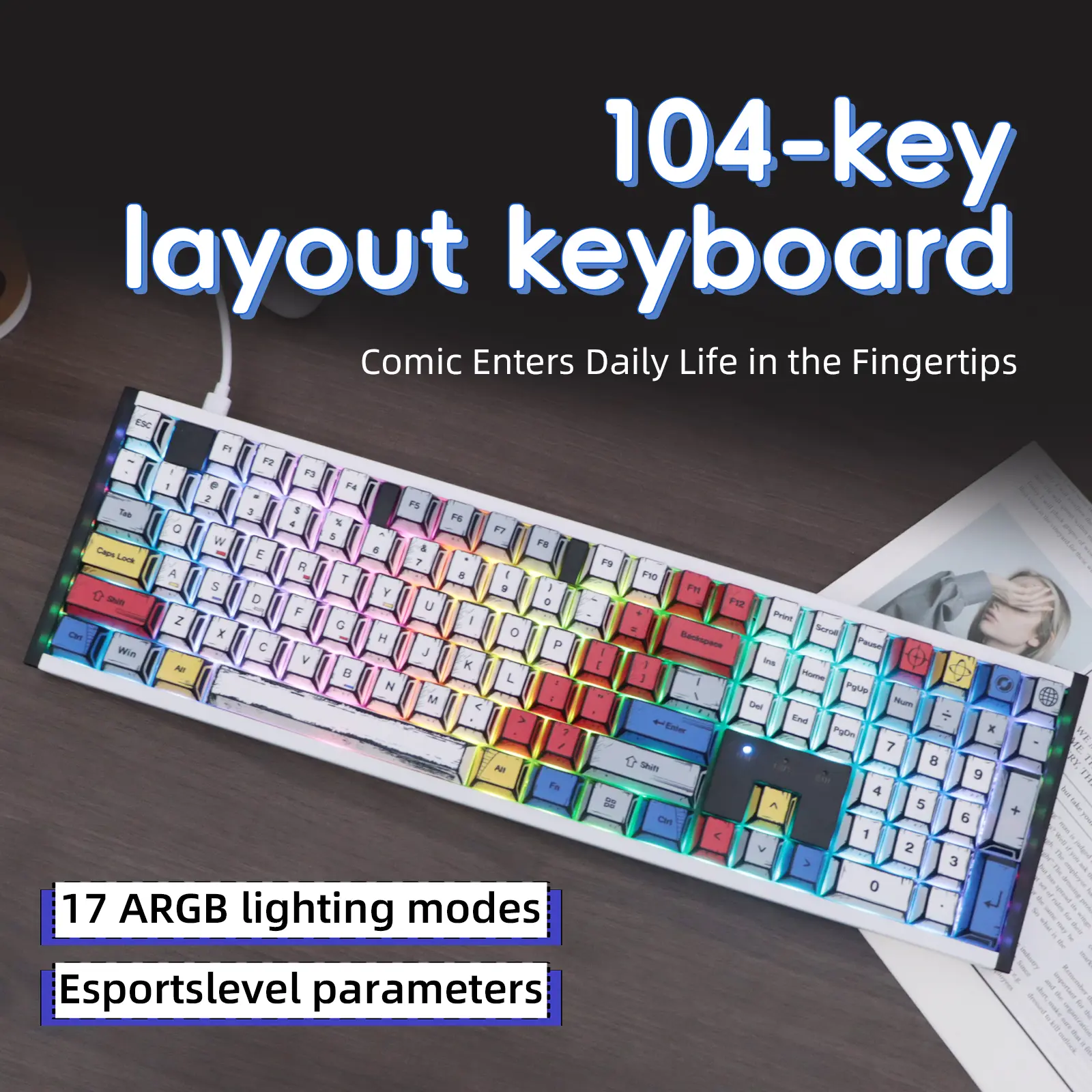 KAVLORN KL87/104 Wired Mechanical Keyboard - Mechanical Feeling Keyboard, Solid Aluminum CNC, 87-Key Layout, Tray Mounted, Full-Key Hot Swappable, RGB Backlit, PBT Keycaps, Type-C Wired for PC, Mac/Android (Red Switch)