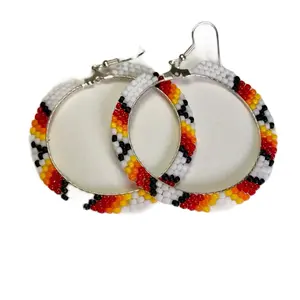 Native American Beaded Hoop Earrings Handcrafted with Vibrant Colors and Intricate Beadwork for Everyday Flair or Special Occasions