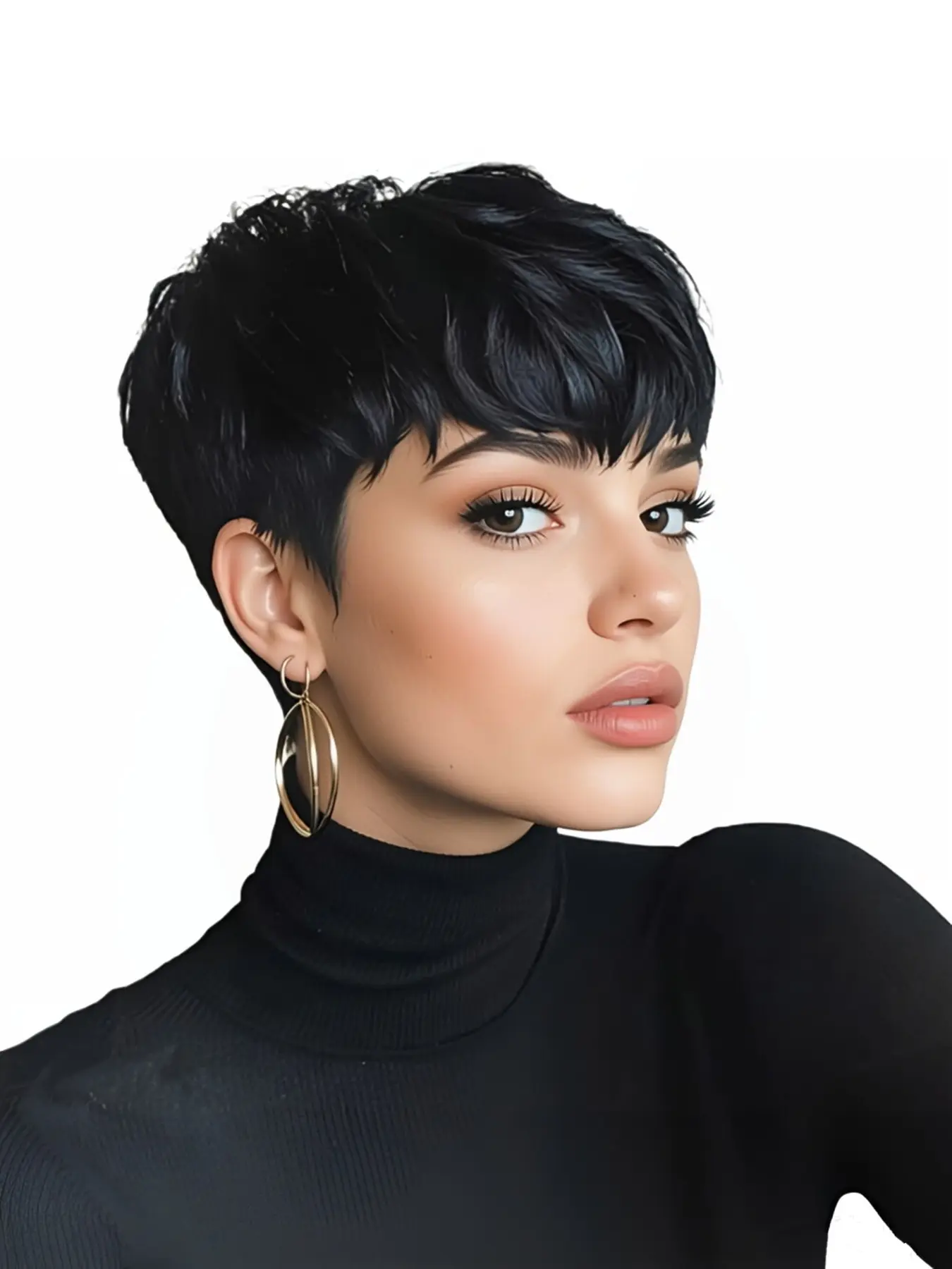 pixie cut wig With Bangs  ﻿brown 1B30 black color pixie cut premium human hair wigs Party holidays gift wig  short straight human hair wig machine made for women daily party cosplay gift use