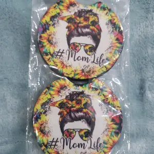 Sunflower mom life car coasters