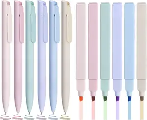 Bible Highlighters and Pens No Bleed, Cute Aesthetic Highlighters Pastel Gel Pens Colored Ink Quick Dry for Bible Journaling, Morandi Pens and Highlighters Set School Supplies, 12 Pack Emotional Wording Gel Ink Pens pens