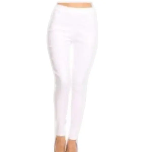 Women's High Waist Pull-on Stretch Skinny Jeggings Pant Plus Size Available in White Large