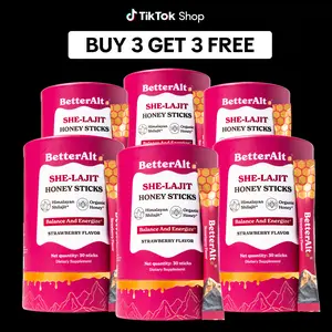 B3G3 Women Multi-Mineral Honey Sticks | BetterAlt SHE-Lajit Strawberry Flavor | Shilajit, Shatavari & Saffron | Hormonal Balance & Energy