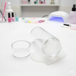 Professional French Manicure Stamp Kit: Reusable Silicone Stamps, Quick Embossing, Non-Stick & Oil-Resistant Design. Portable Case, Smile Line Template, Anti-Slip Grip, Beginner-Friendly Nail Art Tools with Travel Lock, Nail Art Accessories.