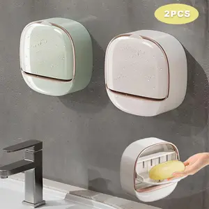 Easy Install Wall-Mounted Soap Dish Set, Bathroom Accessory, No Drilling Required, Elegant Durable Soap Holder for Laundry Room and Bathroom Use