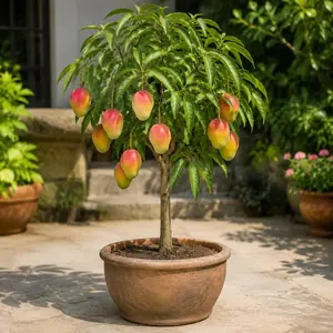 Dwarf Mango Tree Seeds – Compact Tropical Fruit Dwarf Tree Seeds for Sunlight-Exposed Container Pot Growing on Patio, Balcony for Plant Lovers