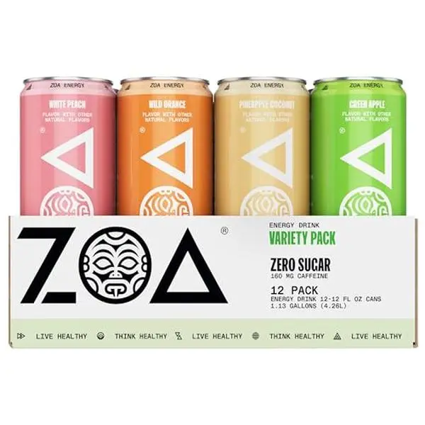 ZOA Zero Sugar Drinks, Remix Variety Pack - Sugar Free with Electrolytes, Healthy Vitamin C, Amino Acids, Essential B-Vitamins, and Caffeine from Green Tea - 12 Fl Oz (Pack of 12)
