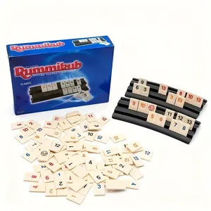 Classic Rummikub Number Game, Kids Logic Training Toy, Adult Family Gathering Table Game, Family Board Games, Includes 106 Cards & 4 Card Stands