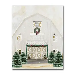 Courtside Market Snowy Christmas Barn 30x40 Canvas
