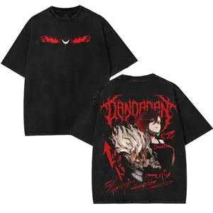 Dandadan Ayase Momo-Okarun Ken Takakura Anime Acid Washed T-Shirt - Distressed Vintage Cotton Crewneck, Festive Unisex Sports Streetwear, Soft Seamless Oversize Menswear Round Neck Manga Graphic Tee