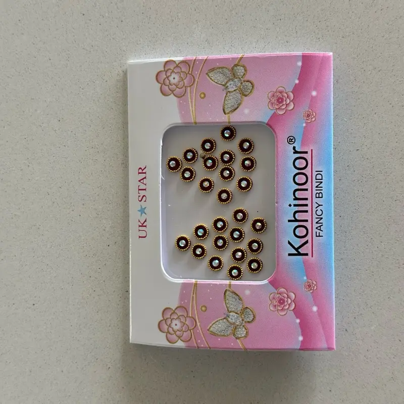 Beautiful Multicolor Velvet Dots Bindi with Stone Border Bindi Stickers Indian Bindi for Women
