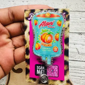 Energy Drink IV Acrylic Badge Reel: Healthcare ID Clip
