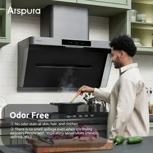 Arspura 36" Premium Range Hood | 13m/s High-Speed Suction | IQV Dynamic Particle Capture | PM2.5 Monitoring | Filterless for Effortless Kitchen Cleanliness