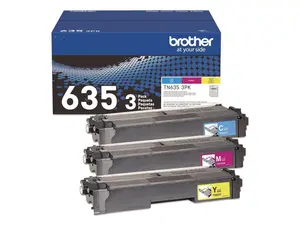 Brother TN6353PK 3PK Standard Yield Cyan, Magenta, and Yellow Toner Cartridges (TN635C, TN635M, TN635Y)