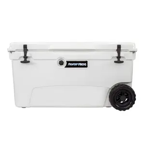 Frosted Frog 70 QT Cooler with Wheels - White Cooler, 70 Quart
