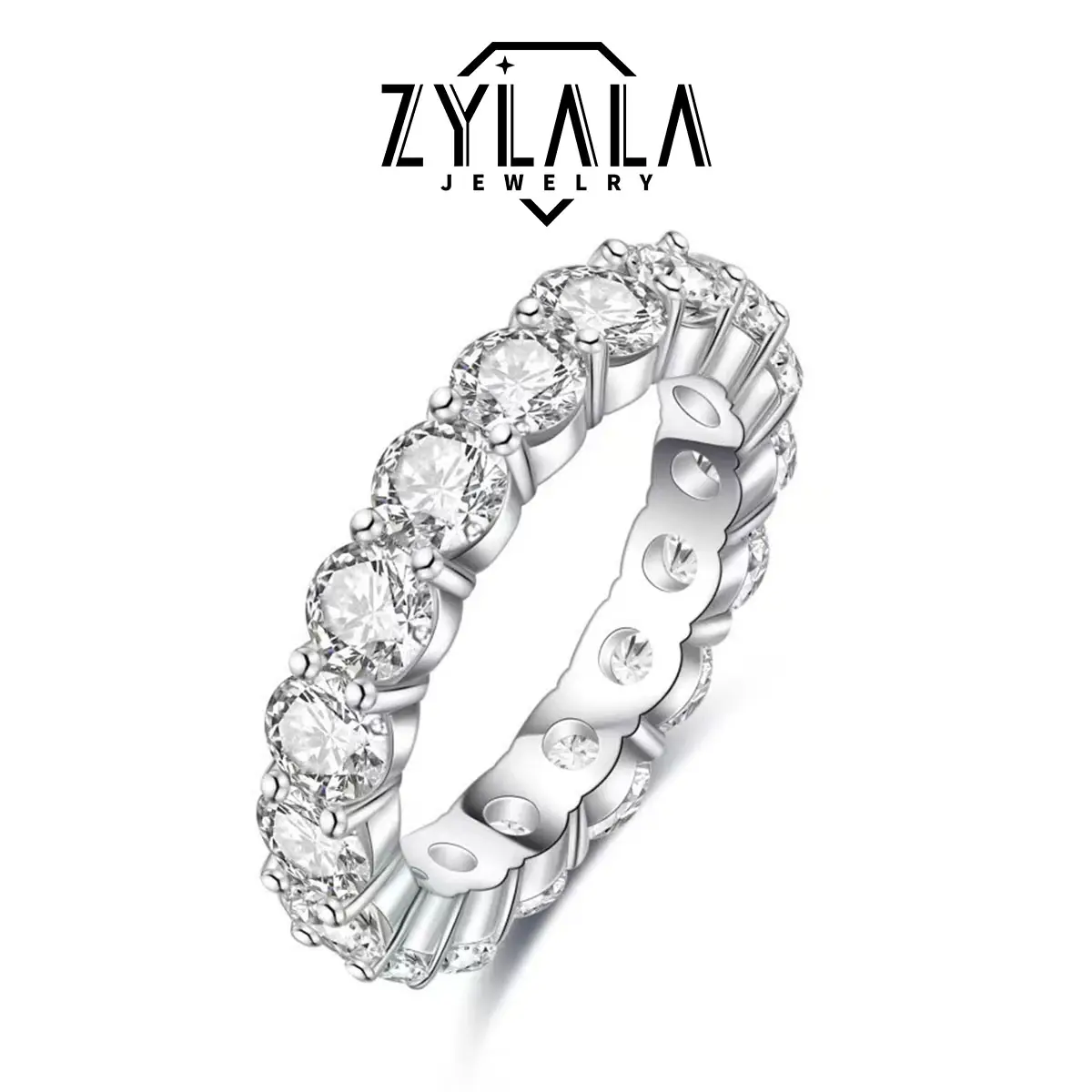 [032] 2.0/7.0 Carat Luxurious Synthetic Moissanite Band Sterling 925 Silver Ring Engagement Wedding Jewelry Anniversary Birthday Gift With Certificate