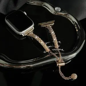 Bling Diamond Smart Watch Band, Crystal Inlaid Elegant Wrist Bracelet For Women, Delicate Durable Fashion Accessory For Daily Casual Party Formal And Light Daily Matching Wear