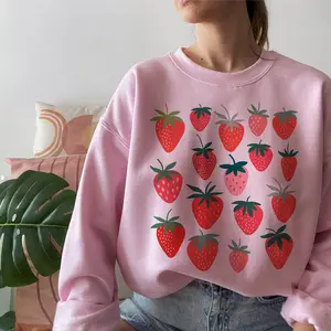 Strawberry Crewneck Kawaii Sweatshirt Aesthetic Clothes Cottagecore Clothes Botanical Crewneck Cottage Core Clothing Strawberry Sweater