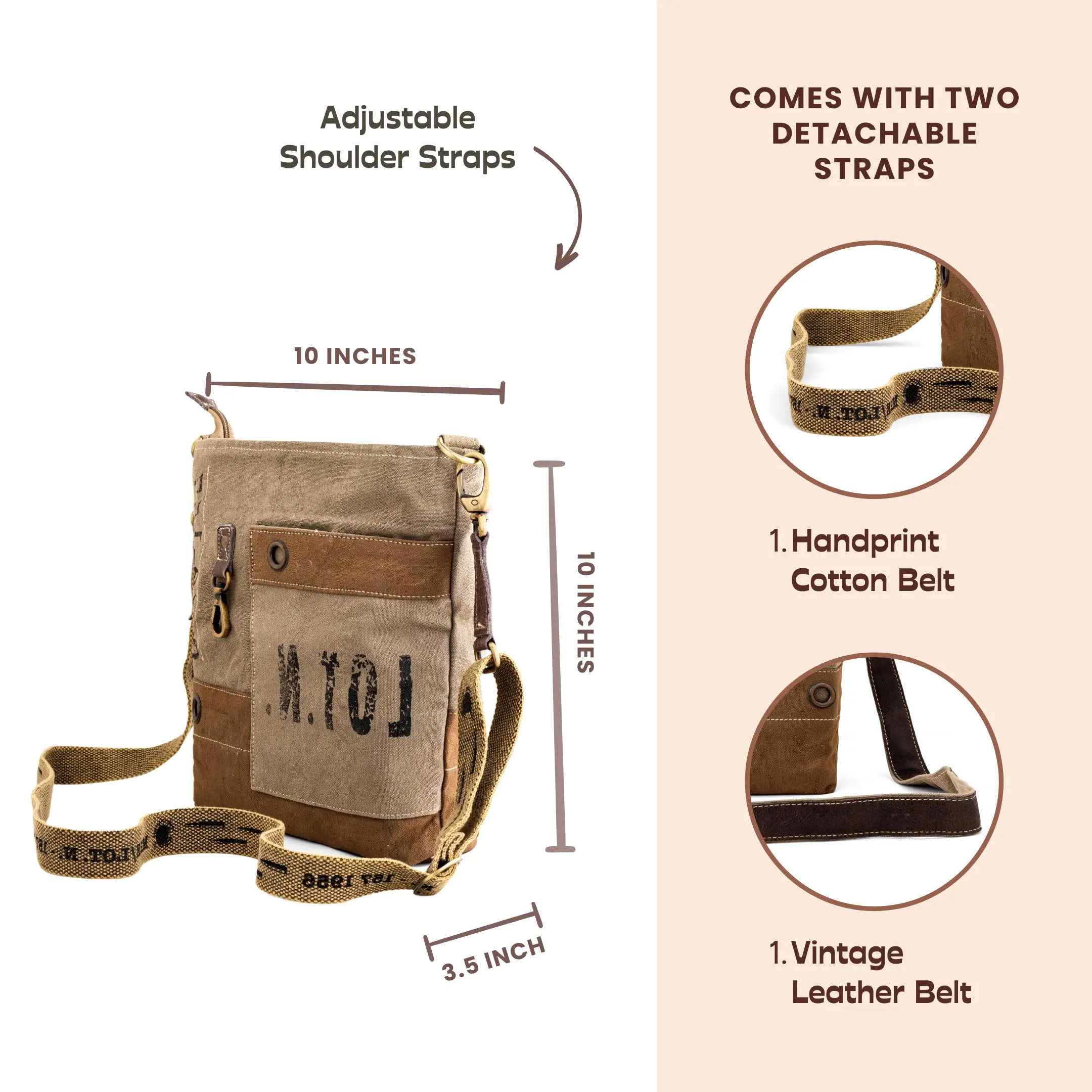 3b Shouzo Messenger And Shoulder Bag - Upcycled Vintage Canvas