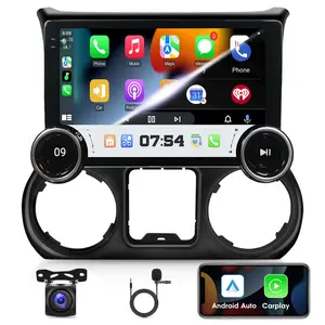Double Knobs Car Stereo for【Jeep Wrangler 2011 2012 2013 2014】with Carplay and Android Auto,10.1 inch Touch Screen,Bluetooth,WiFi,GPS,FM Radio,Backup Camera,2GB+64GB