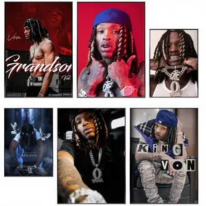 Rapper T-King Cool Von Poster HD Waterproof Self-Adhesive Artistic Art Vibrant Wall Print for Living Room Bedroom Bar Parlor Home Decor Gift Fade-Resistant Easy-Apply Durable Dly Artwork