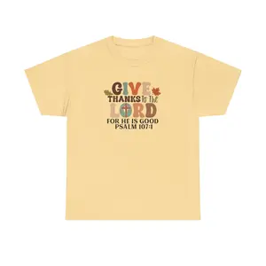 Thankful Tee - Unisex Heavy Cotton T-Shirt, Thanksgiving Shirt, Faith-Based Apparel, Christian Gift, Casual Comfort Wear