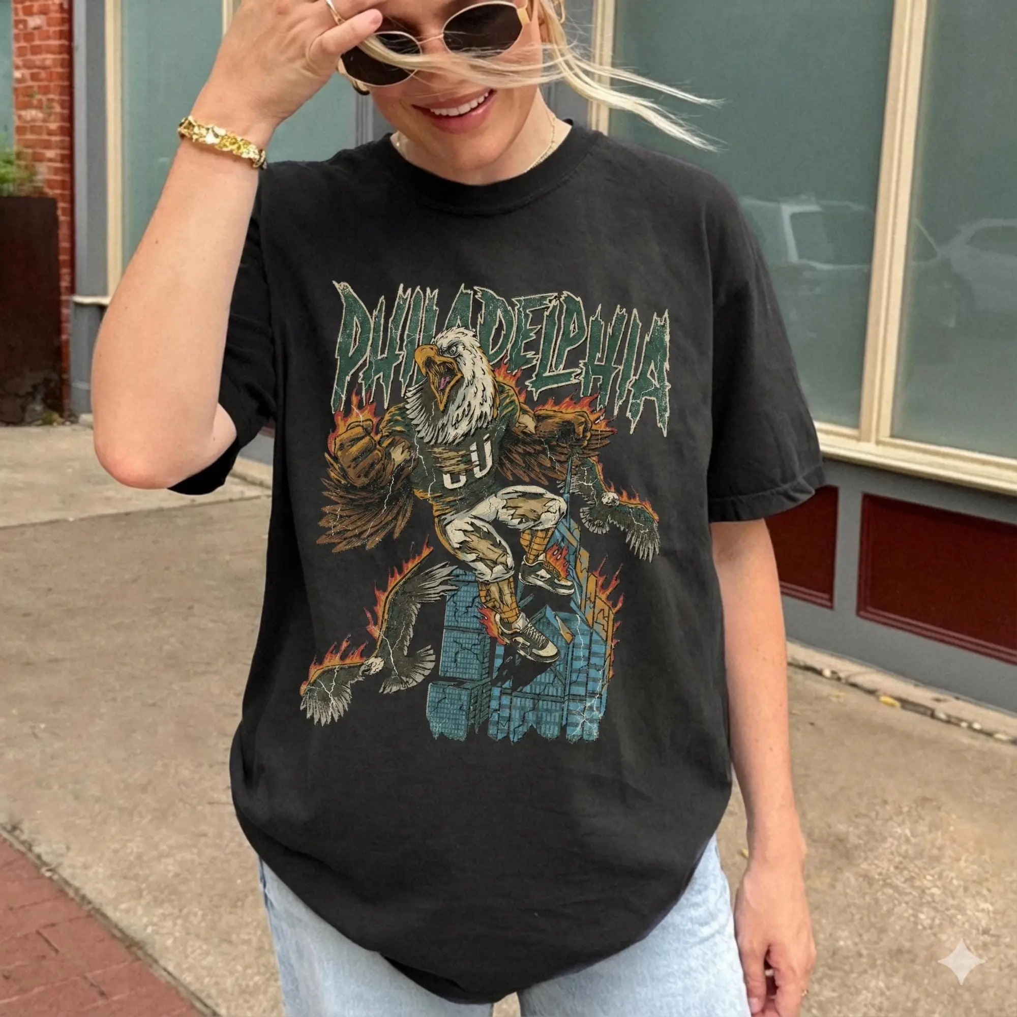 Comfort Colors Philadelphia Football Vintage Shirt , Retro Eagle Apparel, Eagle Shirt