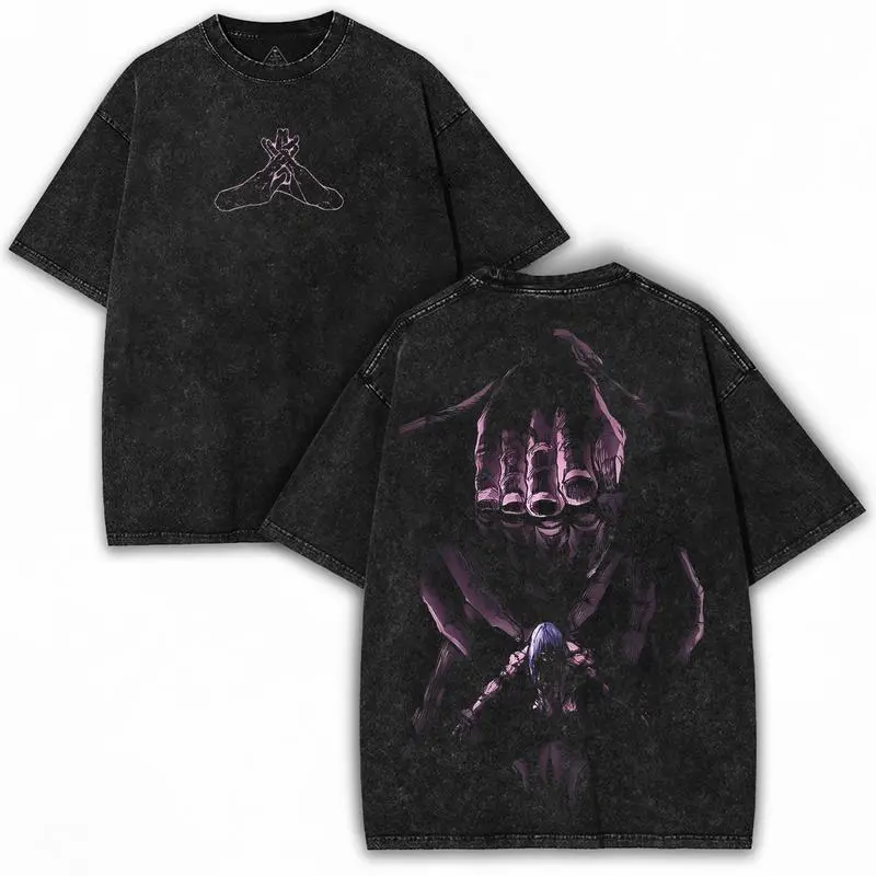 Mahito x Jujutsu Kaisen Oversized Washed Tee | Cursed Spirit Form + Graphic Back Art | Anime Drop for True Fans