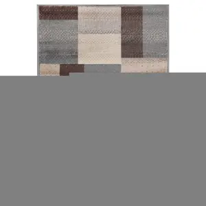 5' X 8' Gray Tan And Brown Patchwork Area Rug