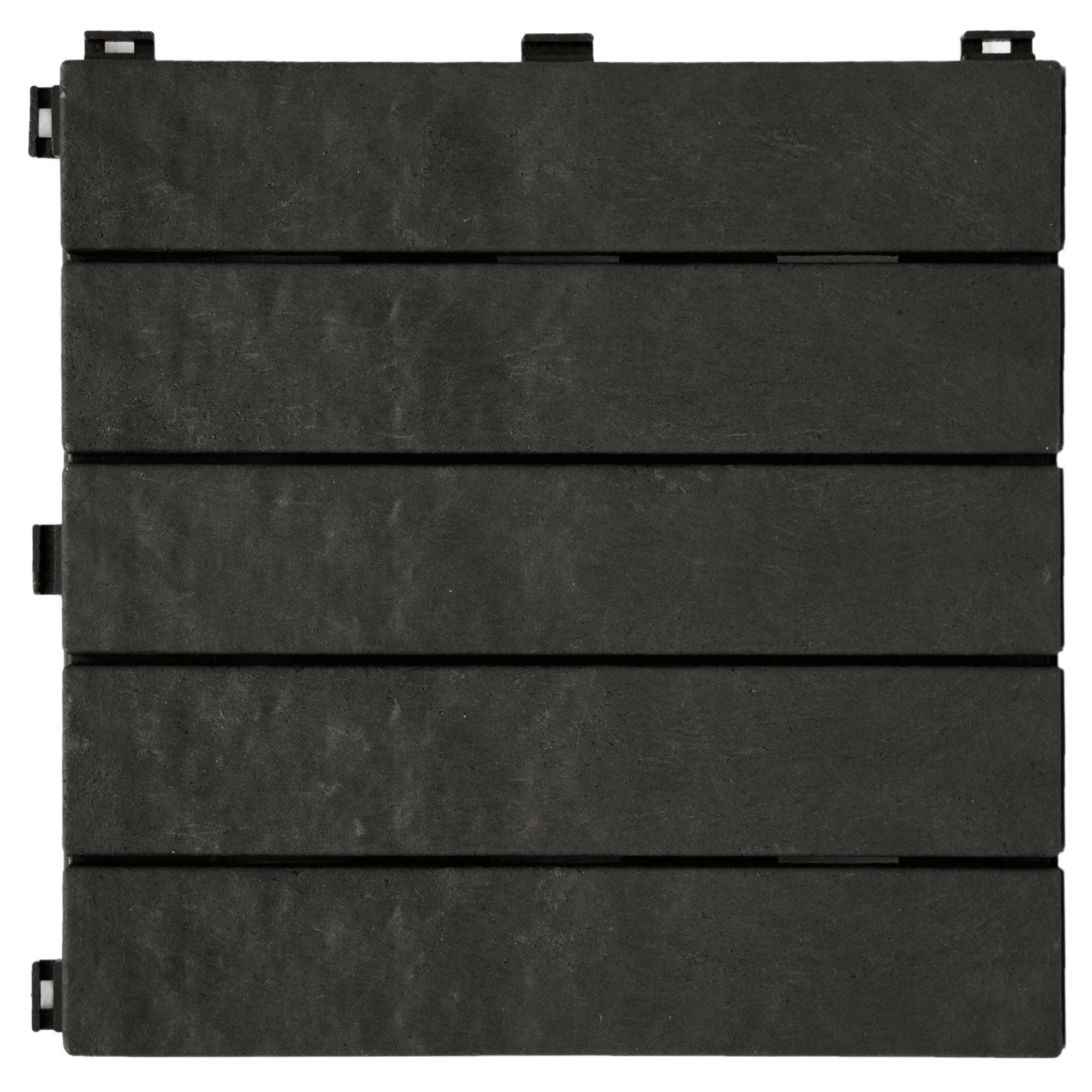 TierraVerde 12x12" Interlocking Outdoor Balcony Deck Tiles, 24-Pack, Slate Black