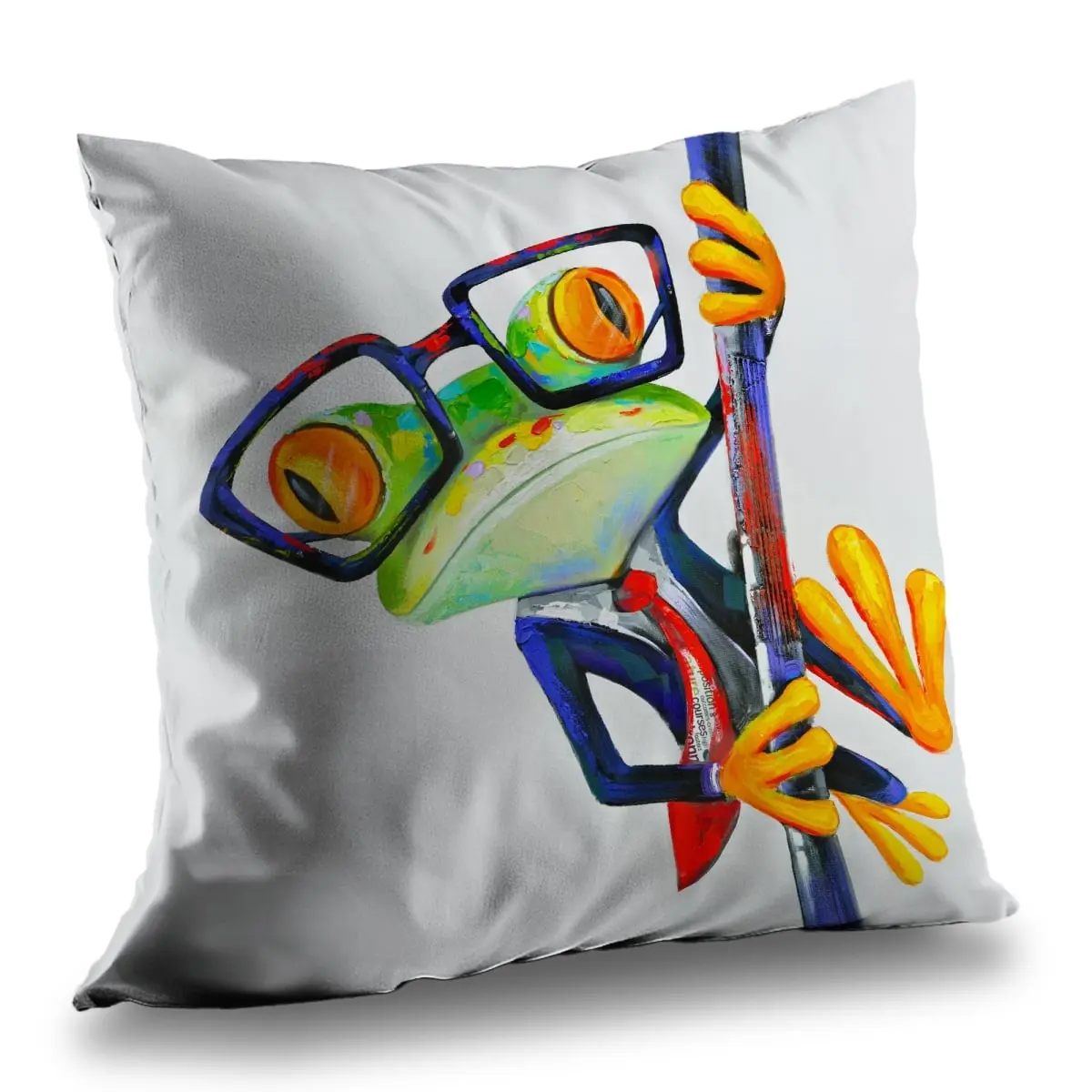 Begin Home Decor C1PT1414FEPZTB 14 x 14 in. Funny Frog with Glasses - Contemporary Throw Pillow for Home Decor