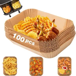 100pcs/50pcs/20pcs Rectangular Air Fryer Liners, Non-Stick Baking Paper, Oil Absorbent Baking Paper, Suitable for Oven and Air Fryer