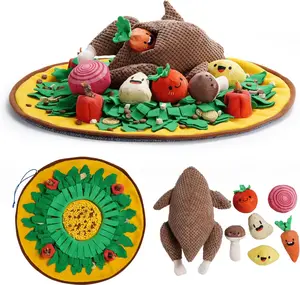 Nocciola Thanksgiving Turkey Puzzle Dog Toys Bundle, 7-in-1 Plush Turkey Toys with Snuffle Feeding Mat, Squeaky Interactive Dog Toys to Keep Them Busy