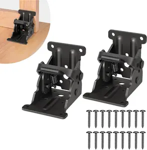 Folding Brackets — 90–180° Self-Locking Hinges with Screws, Foldable Self-Locking Extension Support Brackets for Table Legs, Bed Legs, Cabinets and Workbenches, Maximum Load Capacity: 300 Lbs