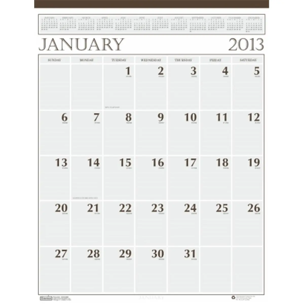 House of Doolittle Classic Monthly Wall Calendar - 3 Hole Punched for Hanging, Daily Use, January-December Coverage, Julian Dates, Days Remaining, Non-Curling Recycled Paper, Top Perforation, Three Hole Punched For Hanging