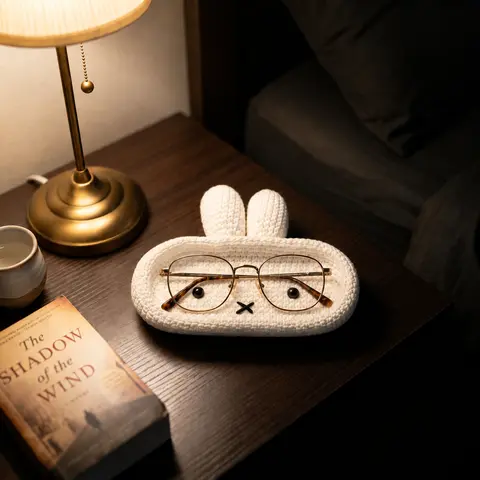 Crochet Animal Glasses Holder, Bunny Bear Lambie Kit Sunglasses Case, Portable Eyewear Organizer, Nightstand Decoration, Graduation Gift for Her