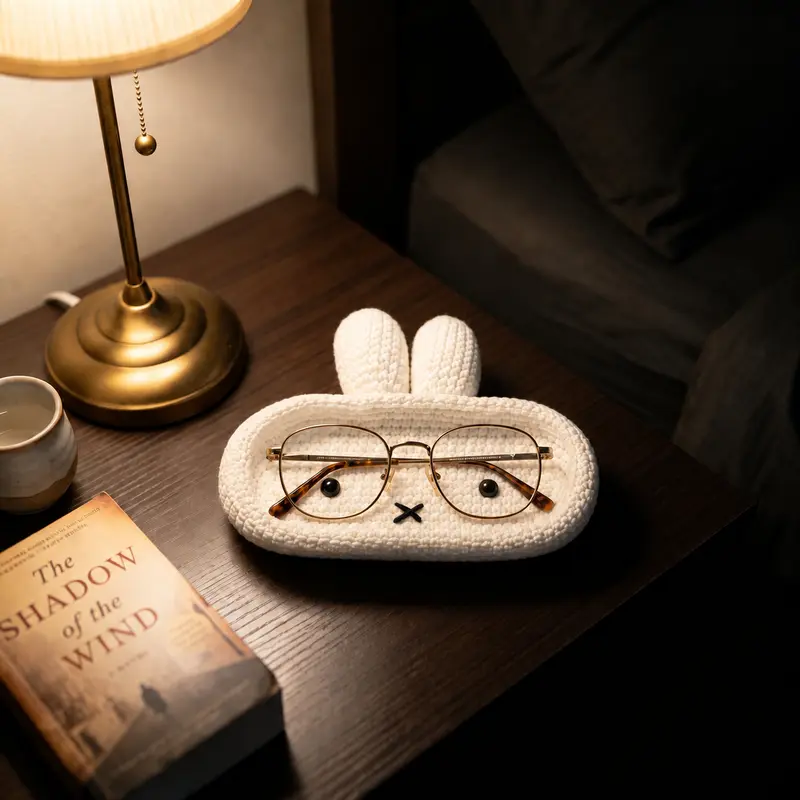 Crochet Animal Glasses Holder, Bunny Bear Lambie Kit Sunglasses Case, Portable Eyewear Organizer, Nightstand Decoration, Graduation Gift for Her