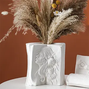 INS ceramic bookend stand creative human body vase home bookshelf desktop storage office bookend decoration