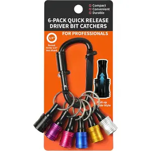 Bit Holder Keychain,6Pcs 1/4 Quick Release Driver Bit Catchers Tool Gifts for Men,Quick-Change Extension Bar Keychain Drill Screw Adapter Portable for Organizer Tool Pouch,Tool Bag