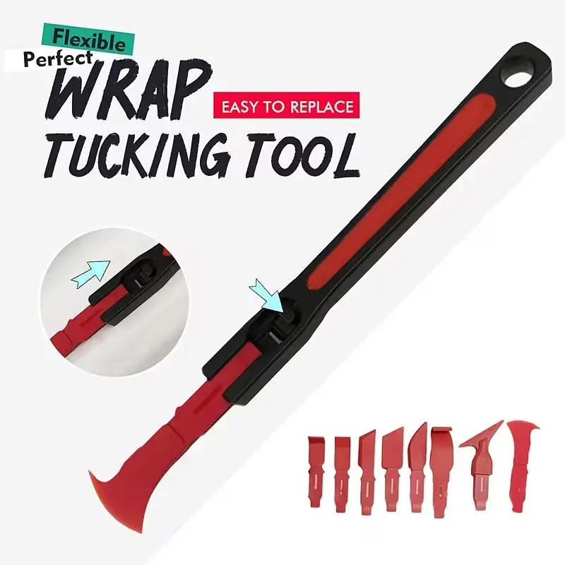 9-In-1 Vinyl Packaging Tool Set, Professional Car Wrapping Tools, Automotive Tool Kit, Flexible Micro Scraper for Tight Seams, Edge Wrapping, Film Cutting, Toolkit