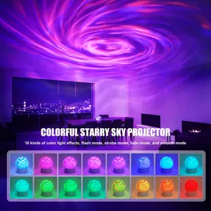 Aurora Projector Night Light, USB Powered Rgb16 Color Galaxy Lamp, Starry Sky Projector, Remote Control, Home Bedroom Party Gift for Kids & Adults
