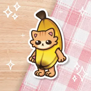 Banana Cat Sticker, Cute Kitty Meme Stickers, Orange Cat Kawaii, Banana Cats, Cute Kitty Gift, Meow Stickers, Sticker Lovers Gift For Laptop, Notebook