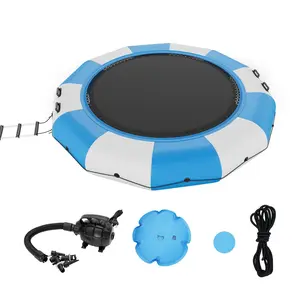 VEVOR Inflatable Water Bouncer,  , 13ft Recreational Water Trampoline, Portable Bounce Swim Platform with 3-Step Ladder & Electric Air Pump, Kids Adults Floating Rebounder for Pool, Lake, Water Sports